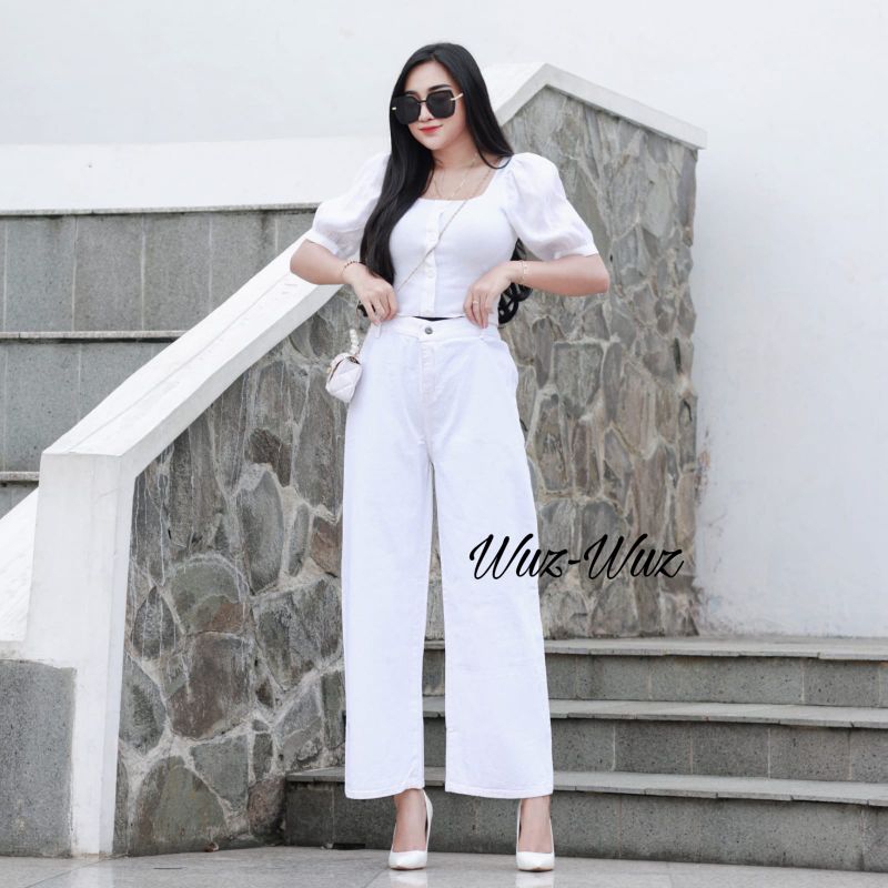 KULOT JEANS LOOSE/CELANA KULOT JEANS WANITA JUMBO/CELANA JUMBO WANITA/KULOTE JEANS PUTIH