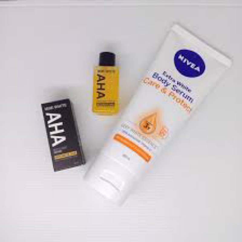 body lotion nivea care & protect + aha mimi