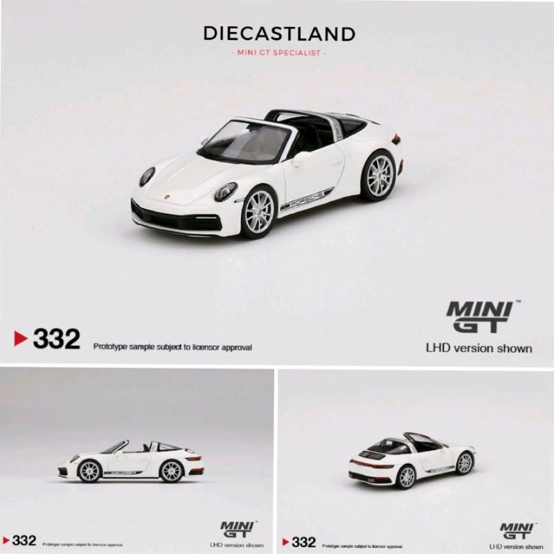 Mini GT #332 Porsche 911 Targa 4S White MiniGT MGT Putih Blister MiJo Exclusives MGT00332-MJ
