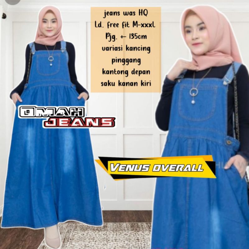 Dress overal jeans wash jumbo wanita remaja dewasa