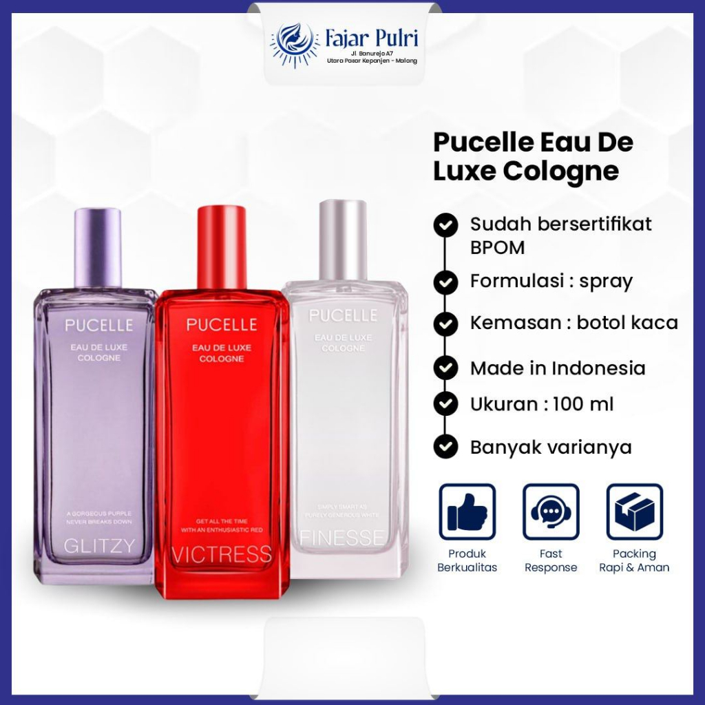 Parfum Pria Wanita Pucelle Eau De Luxe Cologne 100 Ml Body Spray Minyak Wangi Parfume Unisex Tahan L