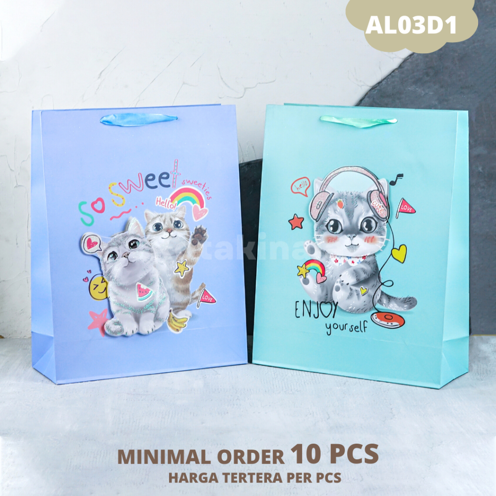 

Goodiebag Ultah / Paperbag Ultah / Tas Kado / Goodiebag Motif Kucing / Paperbag Motif Kucing I AL03D1