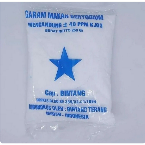 

GARAM BERYODIUM CAP BINTANG 250GR 1BGKS