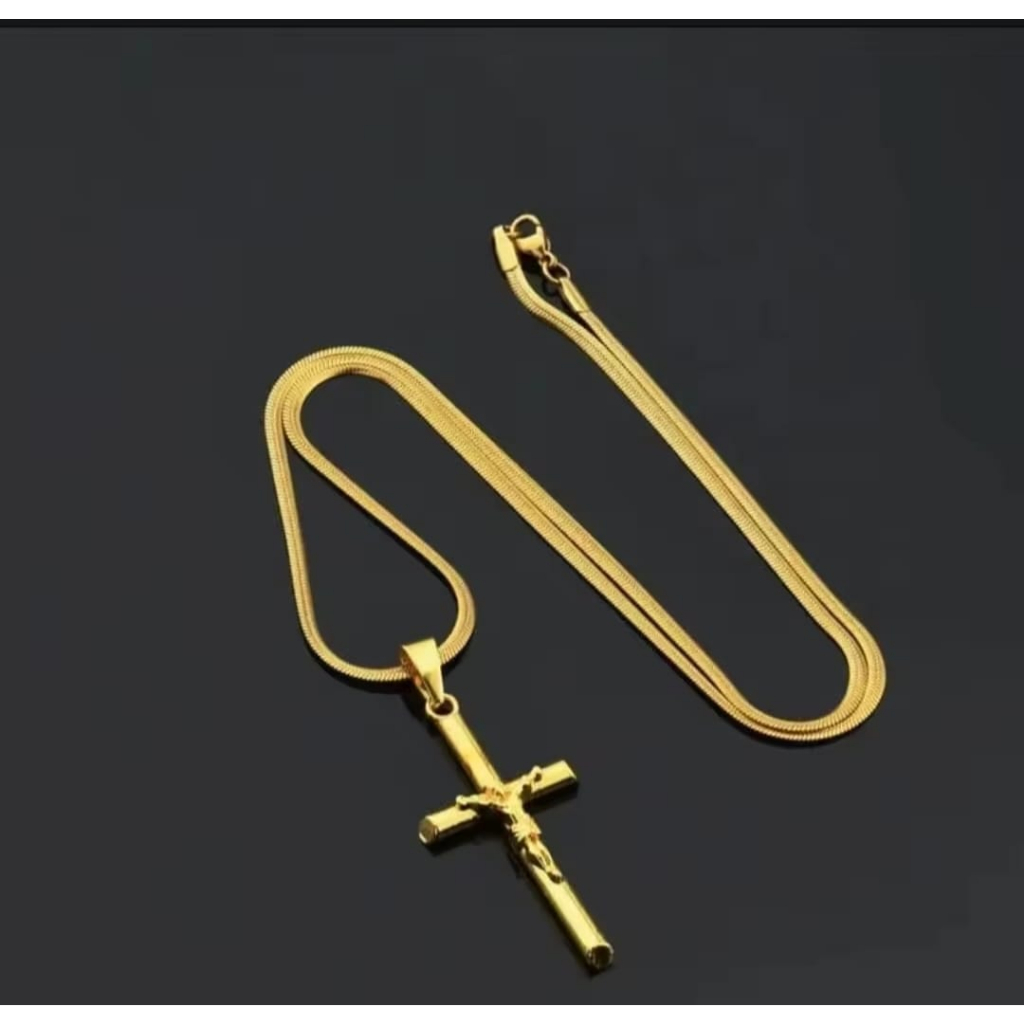 terlaris titanium emas~kalung Salib anti karat |Kalung Liontin Salib Kiristen anti karat model terba