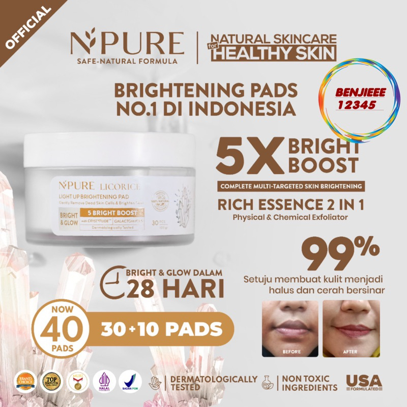 NPURE Licorice Pad Jar brightening N’pure npure light up exfoliating PAD CLEAR clearpad licorice kapas wajah