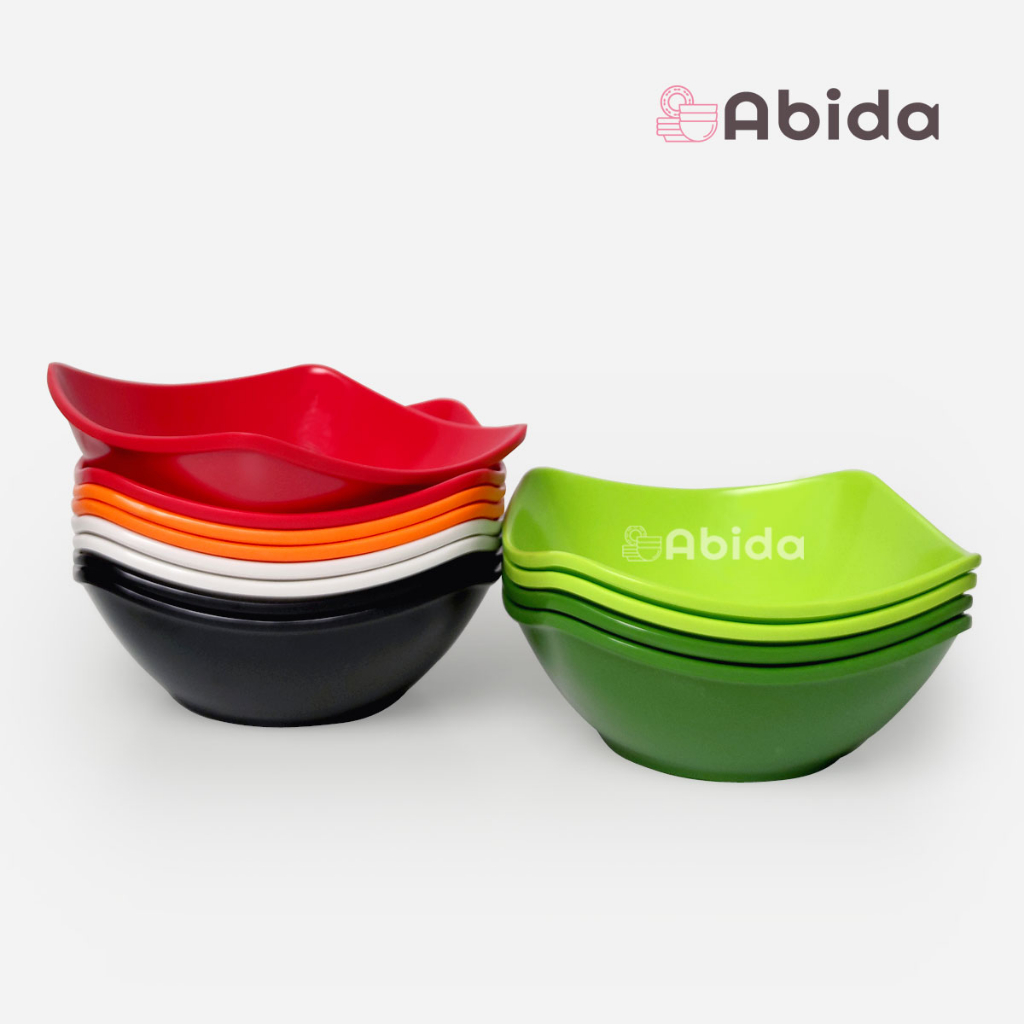 Abida 1 Lusin Mangkok Melamin 5 inch - Mangkok Lengkung - Mangkok Lusinan - Grosir Mangkok - Mangkok