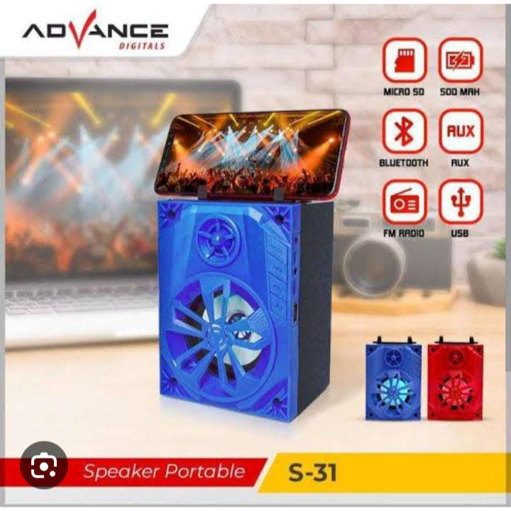 medan elektronik speaker advance bluetooth music box s31