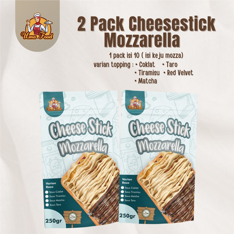 

2 PACK CHEESESTICK STICK MOZZARELLA LUMER KEJU AROMA CHEESE ROLL COKLAT TIRAMISU MATCHA TARO RED VELVET UMAFOOD BANDUNG