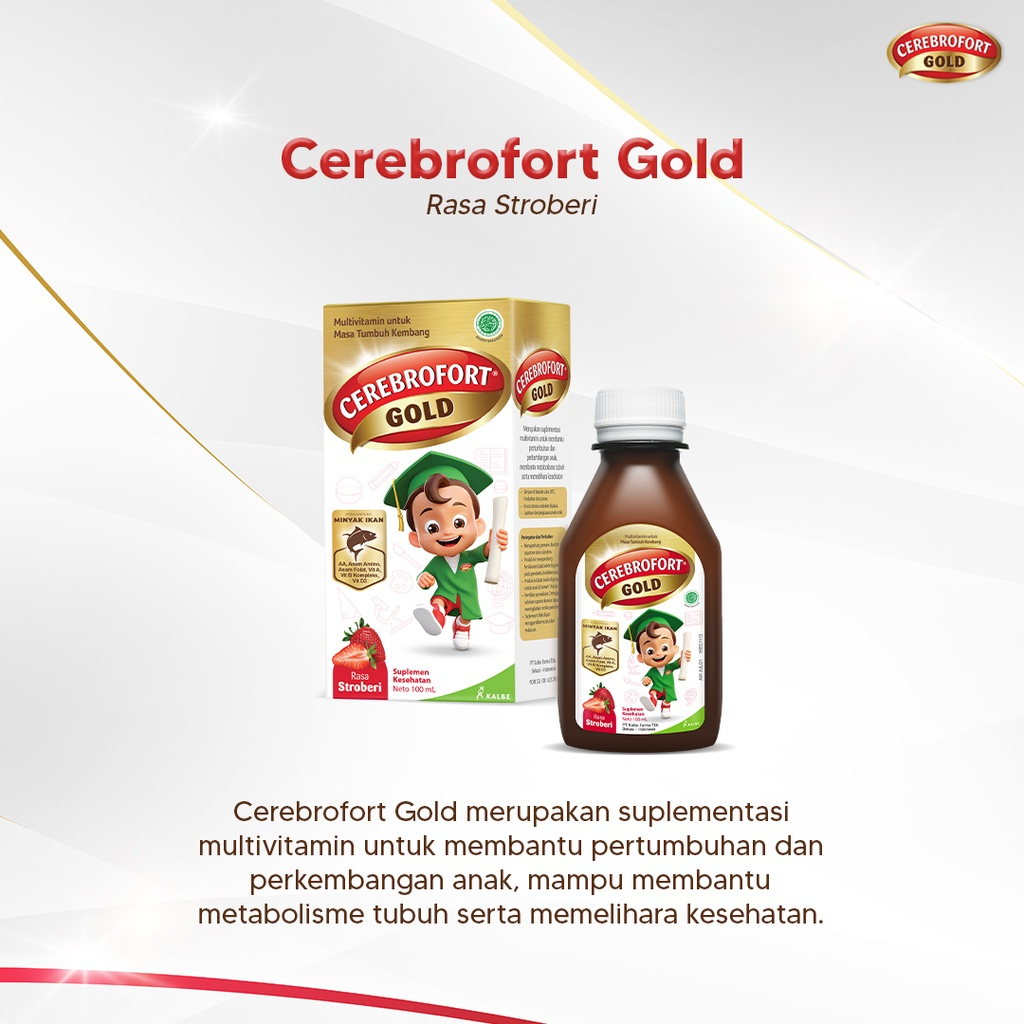Cerebrofort Gold Rasa Strawberry Sirup 100 ml