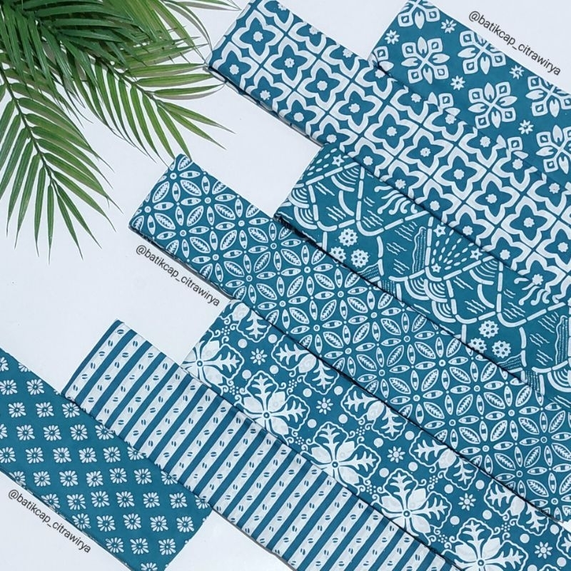 Kain batik cap garutan warna hijau tosca