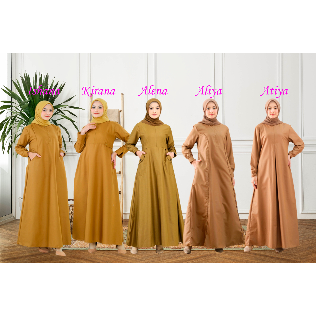 Shamara Gamis Polos Seragam PNS PDH ASN Guru Khaki Tua Keky Tua Bahan Toyobo Fodu Premium