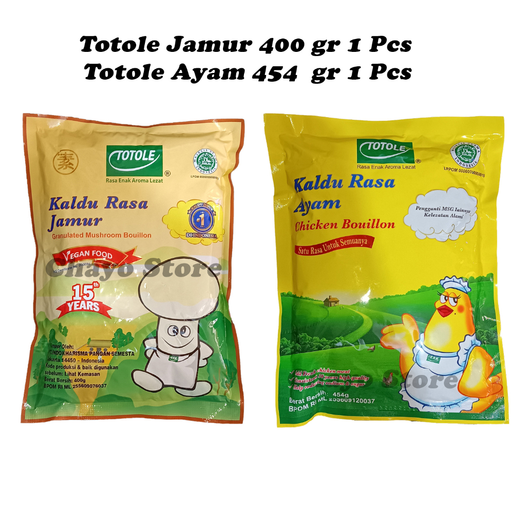 

Totole Ayam 454 gr 1 Pack & Totole Jamur 400 Gr 1 Pack