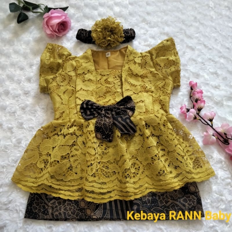 KEBAYA BAYI / KEBAYA ANAK PEREMPUAN / SETELAN BAJU KEBAYA BAYI hijau lemon
