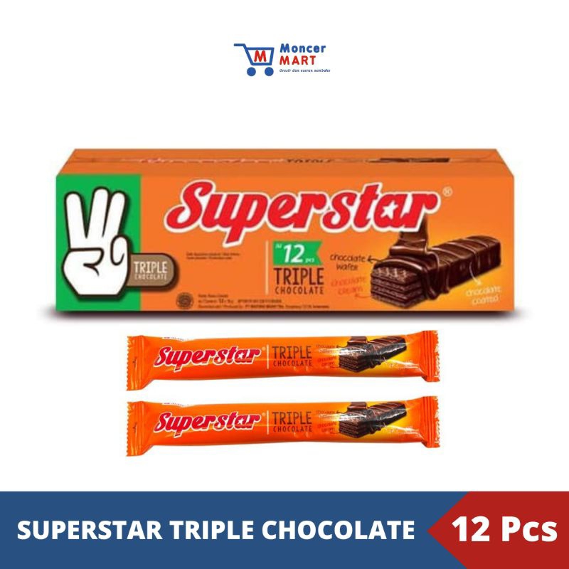 

Superstar Wafer Triple Chocolate Box Isi 12 Pcs | Superstar Wafer Cokelat