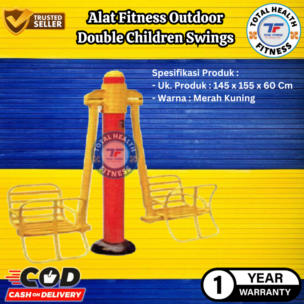 Alat Fitness Outdoor Double Children Swings Total Fitness - Alat Olahraga Out Door - Alat Gym Fitness Taman - Alat Olahraga Outdoor