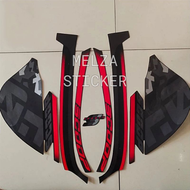 Stiker Striping Motor SCOOPY 2021 SPORTY HITAM  Sticker Lis Body Standar
