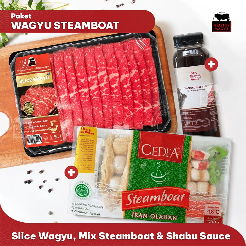 

PROMO BUNDLING! Slice Wagyu MB 6/7 + Cedea Steamboat + Shabu Soup Healthy Wagyu Healthy Wagyu