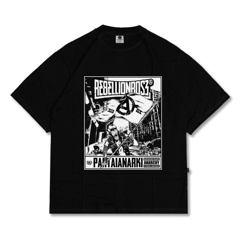 Kaos Band - Rebelionrose - Partai Anarki - Desain Rectangle Kaos Hitam