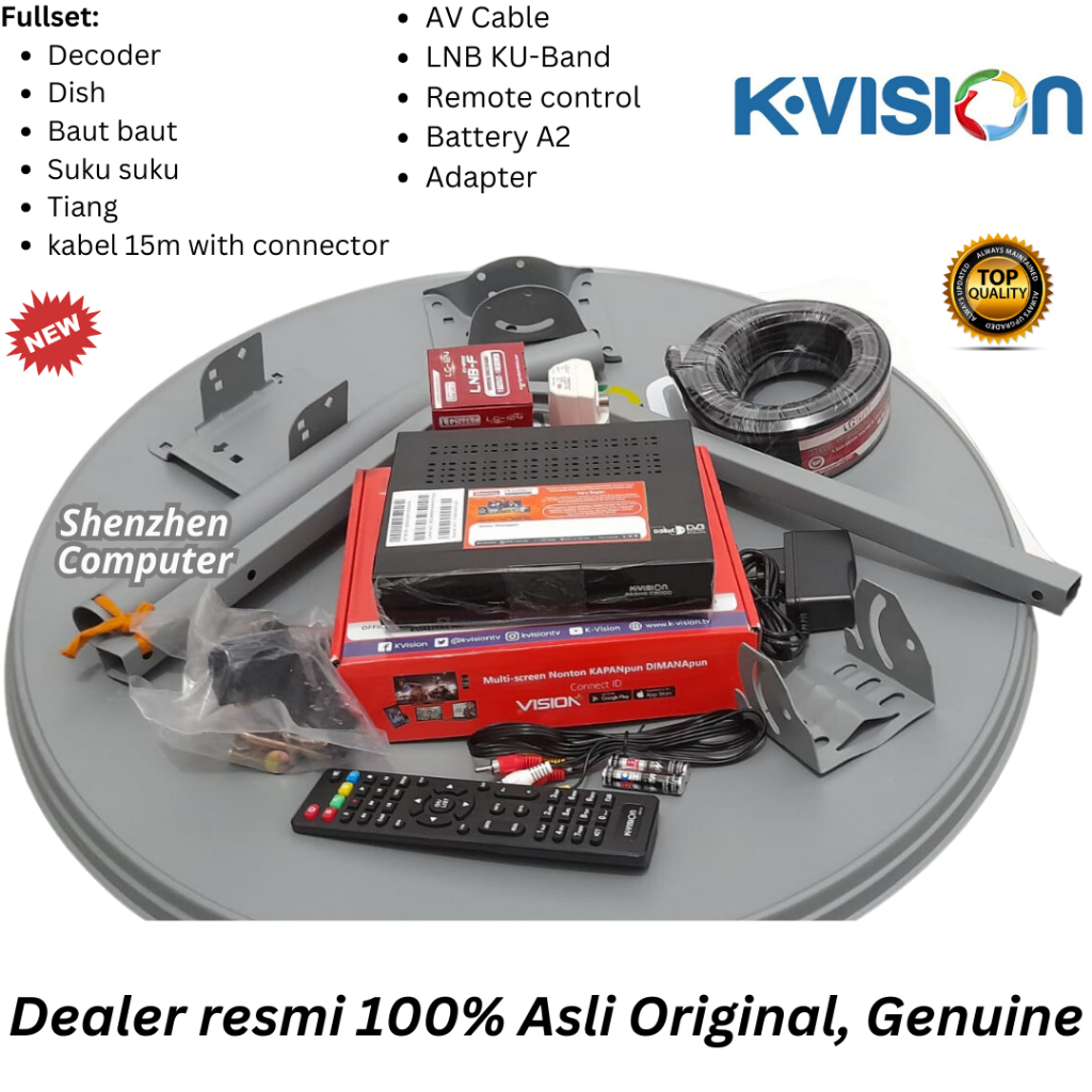 Antena Parabola K-Vision, Decoder, Receiver, Dish, kabel HDMI original new