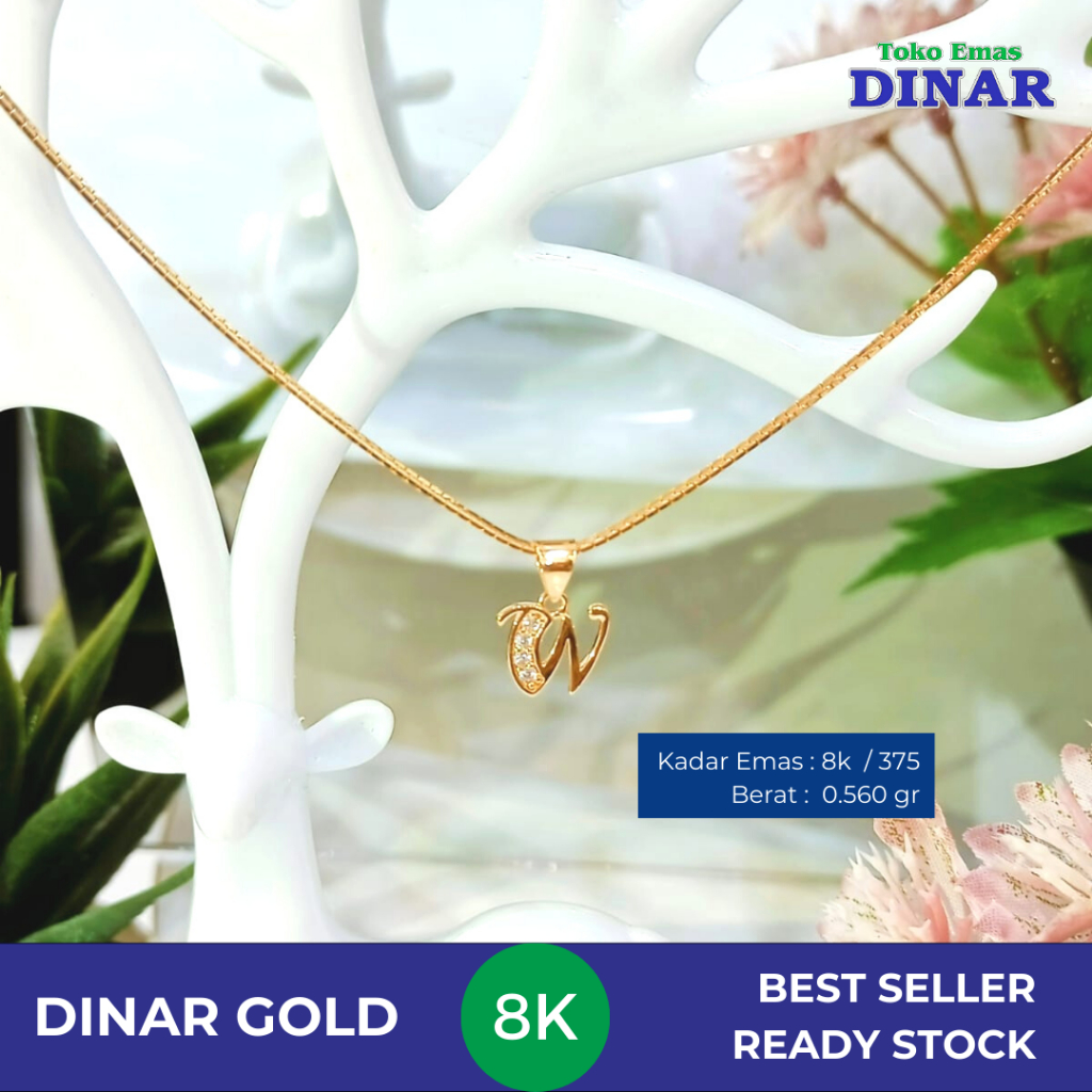 LIONTIN BATU AD HURUF "W" SLP KADAR EMAS MUDA - 8K