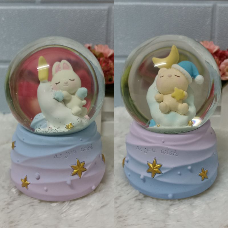 SNOWBALL / PAJANGAN BOLA KACA MUSIK BOX SIZE XL 100 SALJU OTOMATIS BEAR AWAN