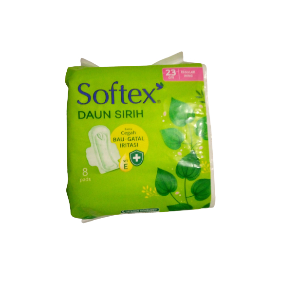 Softex Daun Sirih Pembalut Regular Wing 23 cm isi 8 pads / Softex Daun Sirih Pantyliner isi 10 pads/