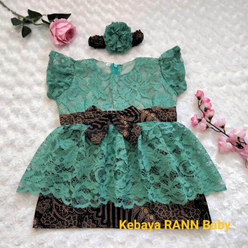 REAL PICT SETELAN KEBAYA BAYI / KEBAYA ANAK PEREMPUAN / KEBAYA MODERN PITONAN TEDAK SITEN hijau tosc