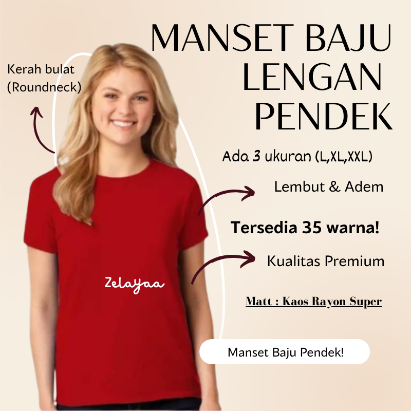 Manset baju lengan pendek rayon premium kaos oblong polos adem