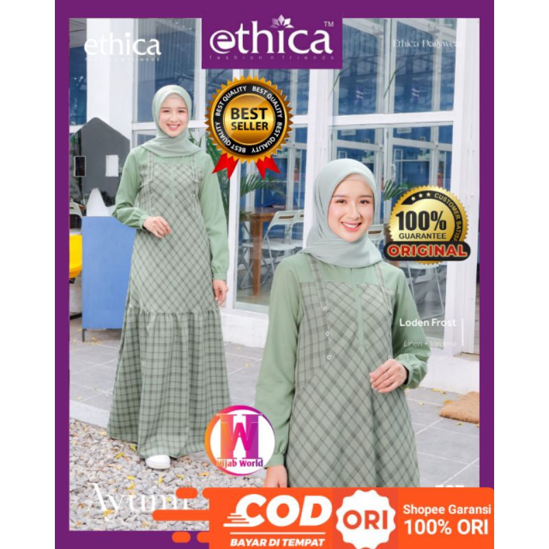 Ayumi 387 Gamis Ethica  Terbaru 2023 / Gamis Simple Elegan / Gamis Remaja / Gamis Modern / Gamis Kek