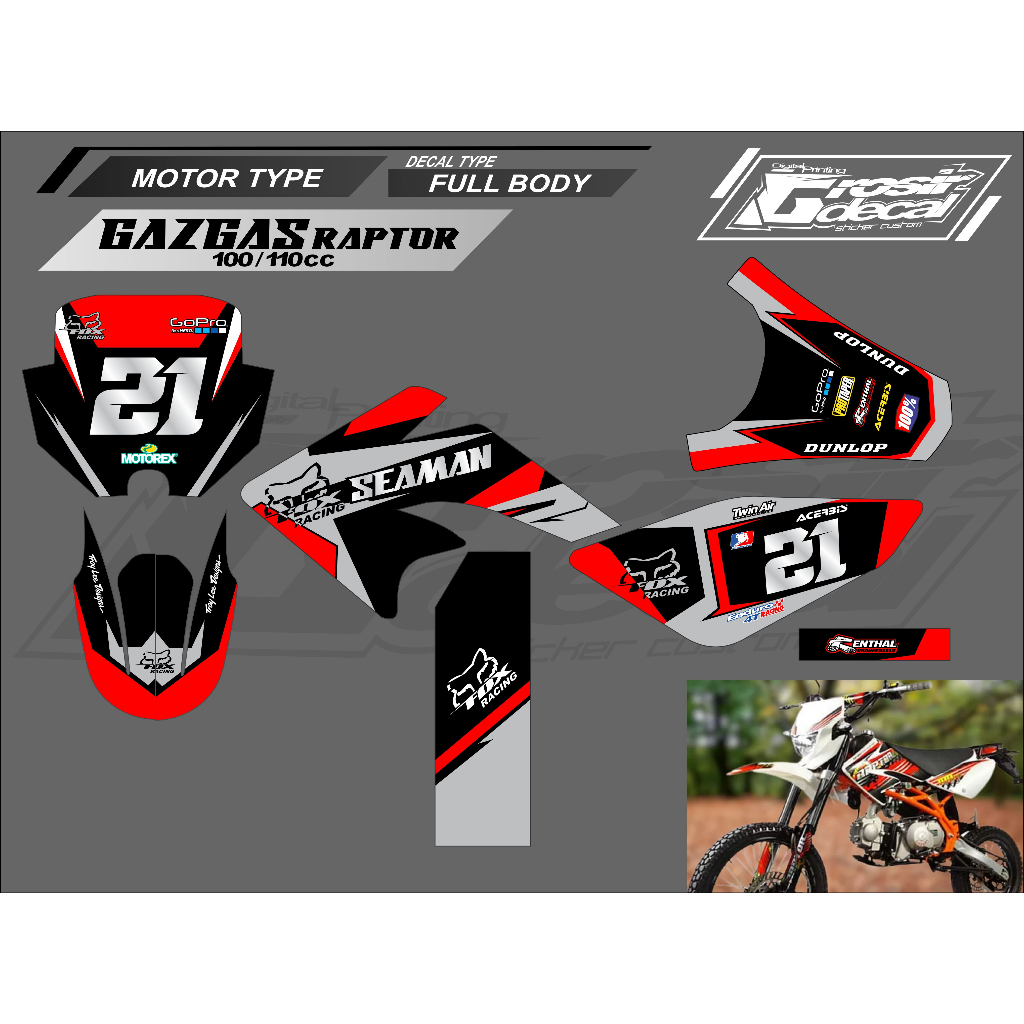 Sticker Stiker Gazgas Raptor 100cc / 110cc / 125cc Full Body Bebas Reques