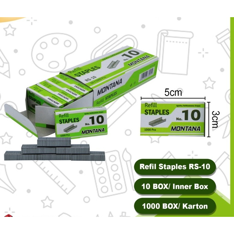 

Isi Staples gs 10 / Refill stapler kecil no 10 ( 1 box kecil isi 1000 pcs ) gs-10 gs10 murah bagus