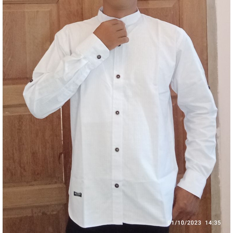 Kemeja kantor kerah shanghai warna putih / Kemeja Pria kasual / Kemko