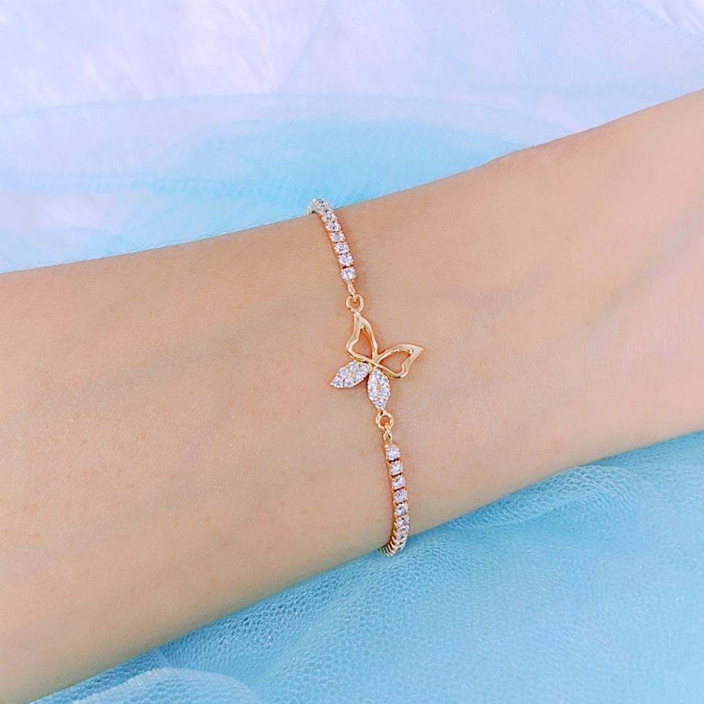 Gelang Rantai Xuping Batu Mata Putih Motif Kupu - SG133