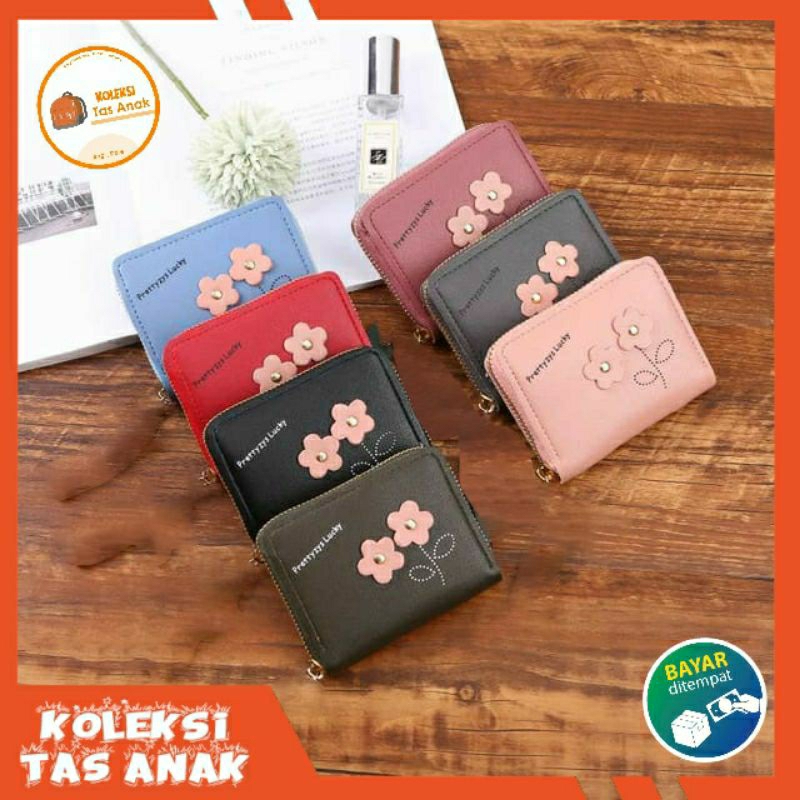Dompet wanita kecil Dompet kartu & uang Dompet wanita resleting mini motif Bunga