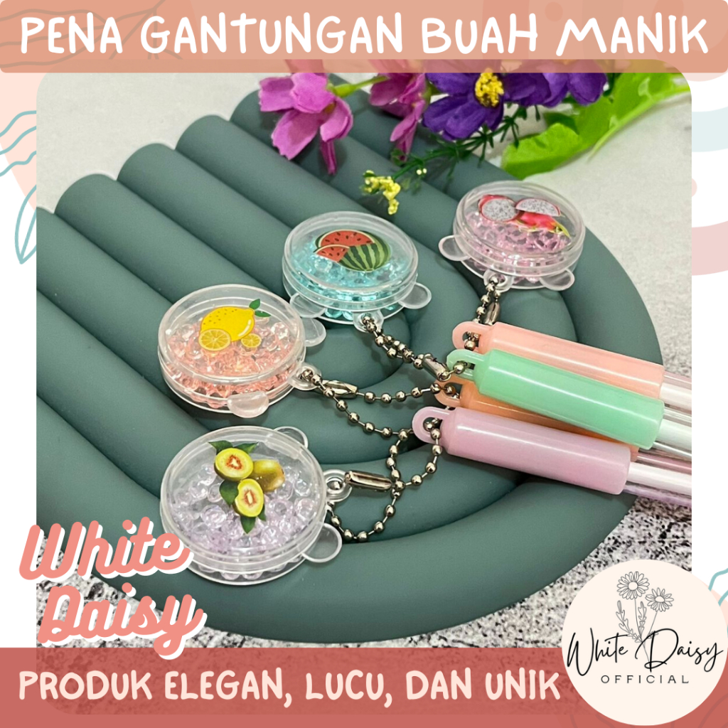 

Pena gantungan buah manik premium pulpen fruit beads satuan lusinan