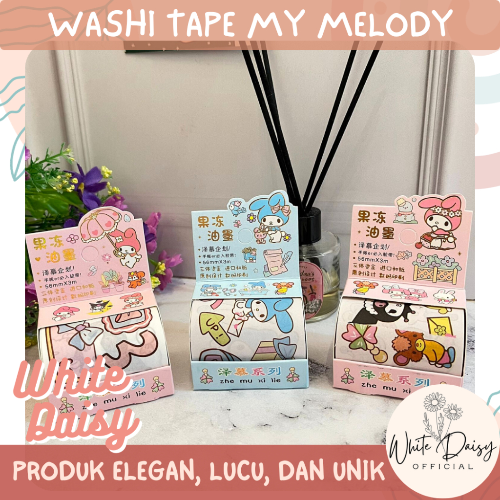 

Set washitape my Melody Kuromi Premium 1 roll 56 mm x 3 m lucu imut