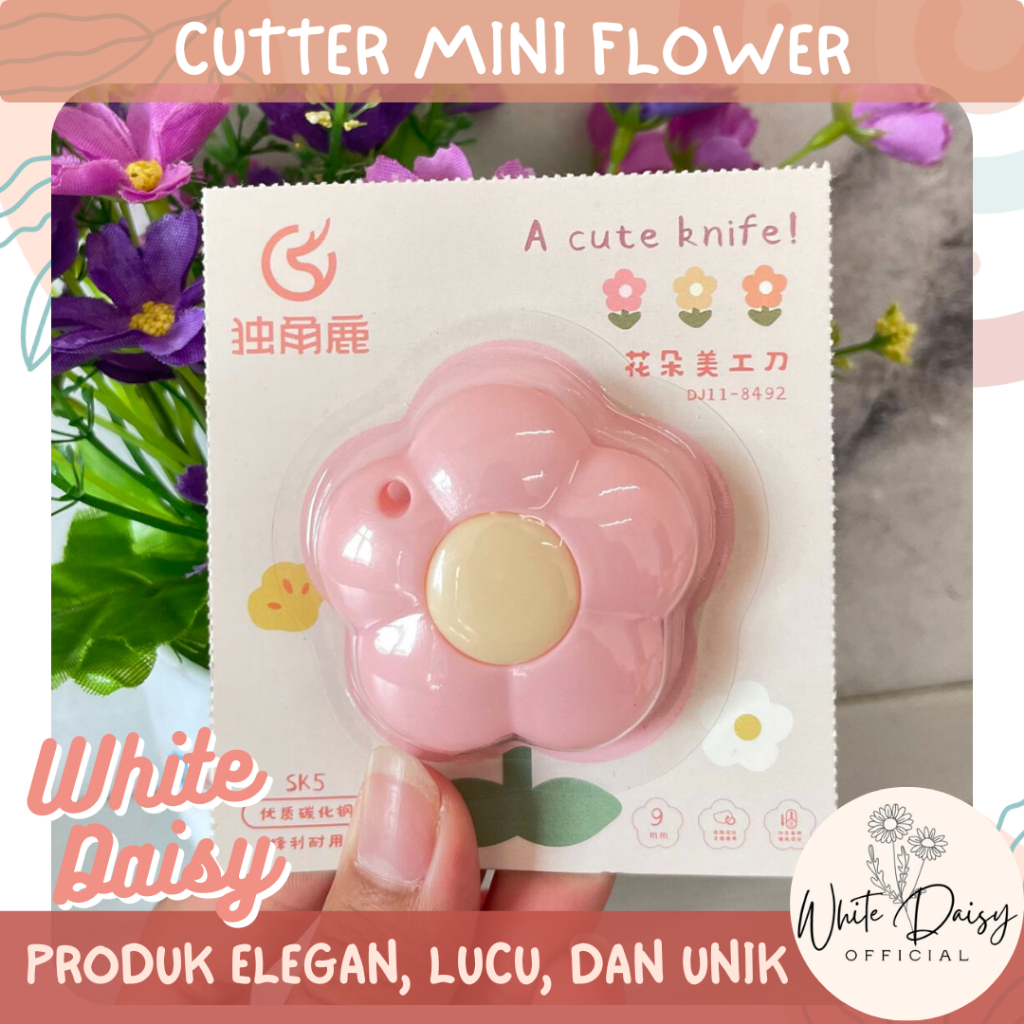 

Cutter Mini flower premium Pemotong Kertas Karakter bunga Lucu Unik
