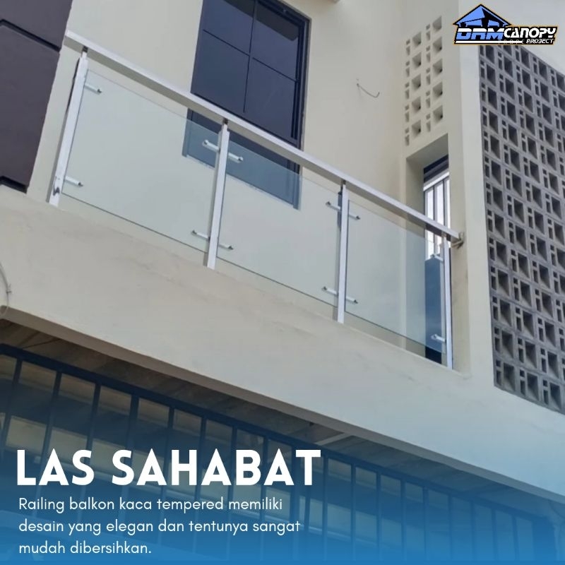 Railing balkon stainles kaca tempered