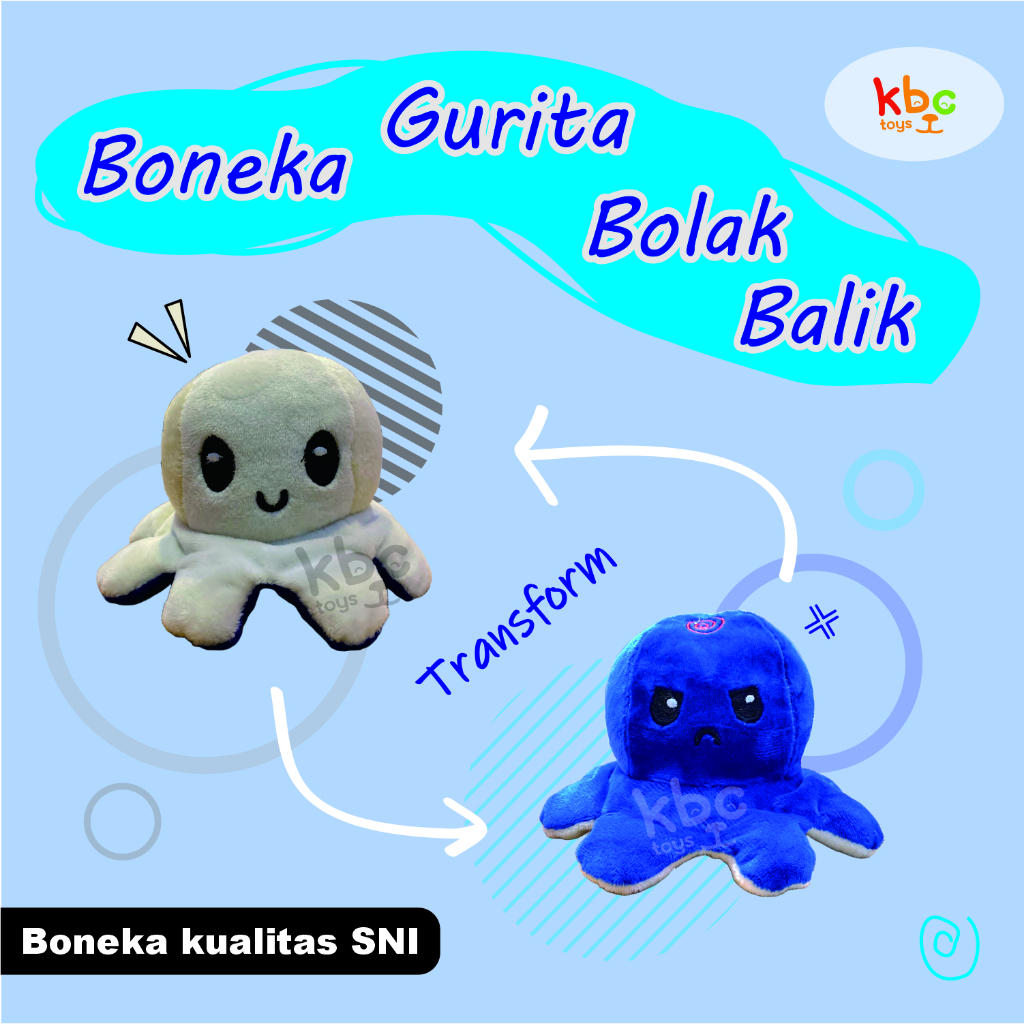 Boneka Gurita 2 Warna/Boneka Gurita Bolak-Balik