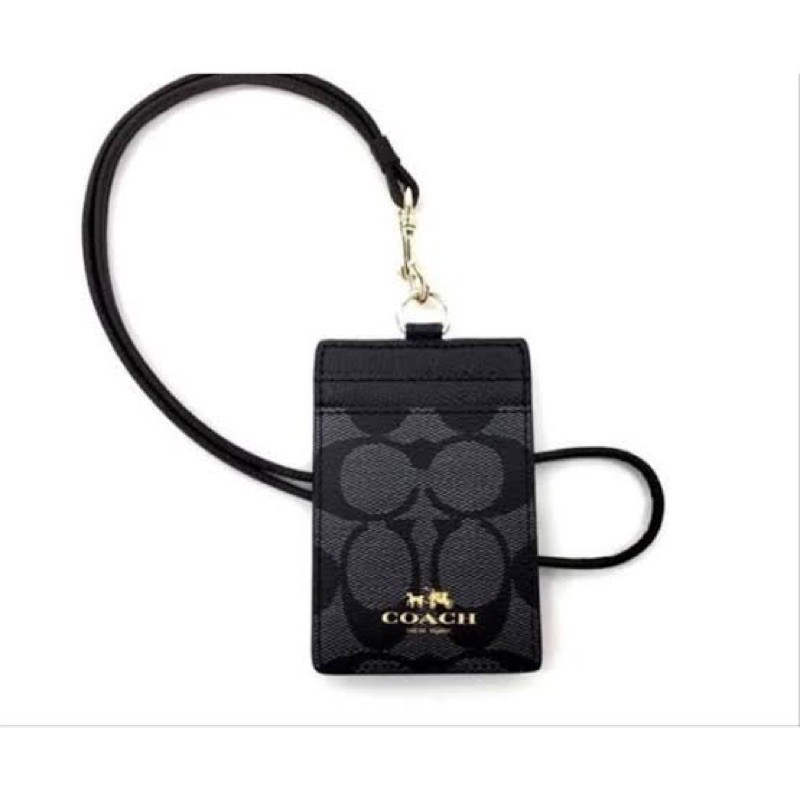 

coach id lanyard in signature canvas black