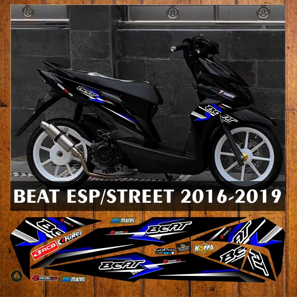 Stiker Variasi Beat Esp/Street New Fi Striping Custom Decal List Beat New List Biru