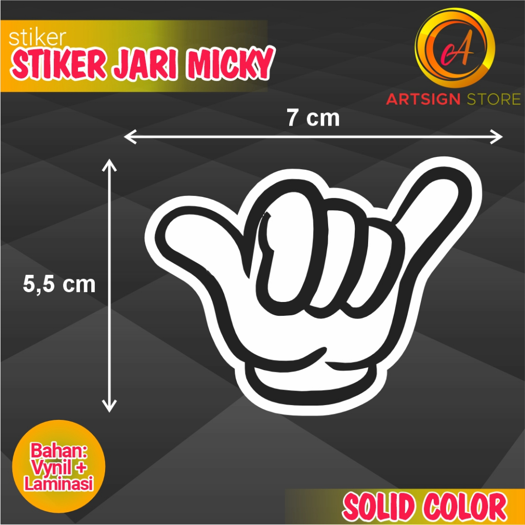 Stiker Jari Jempol Kelingking Stiker Micky Stiker Helm Stiker estetik