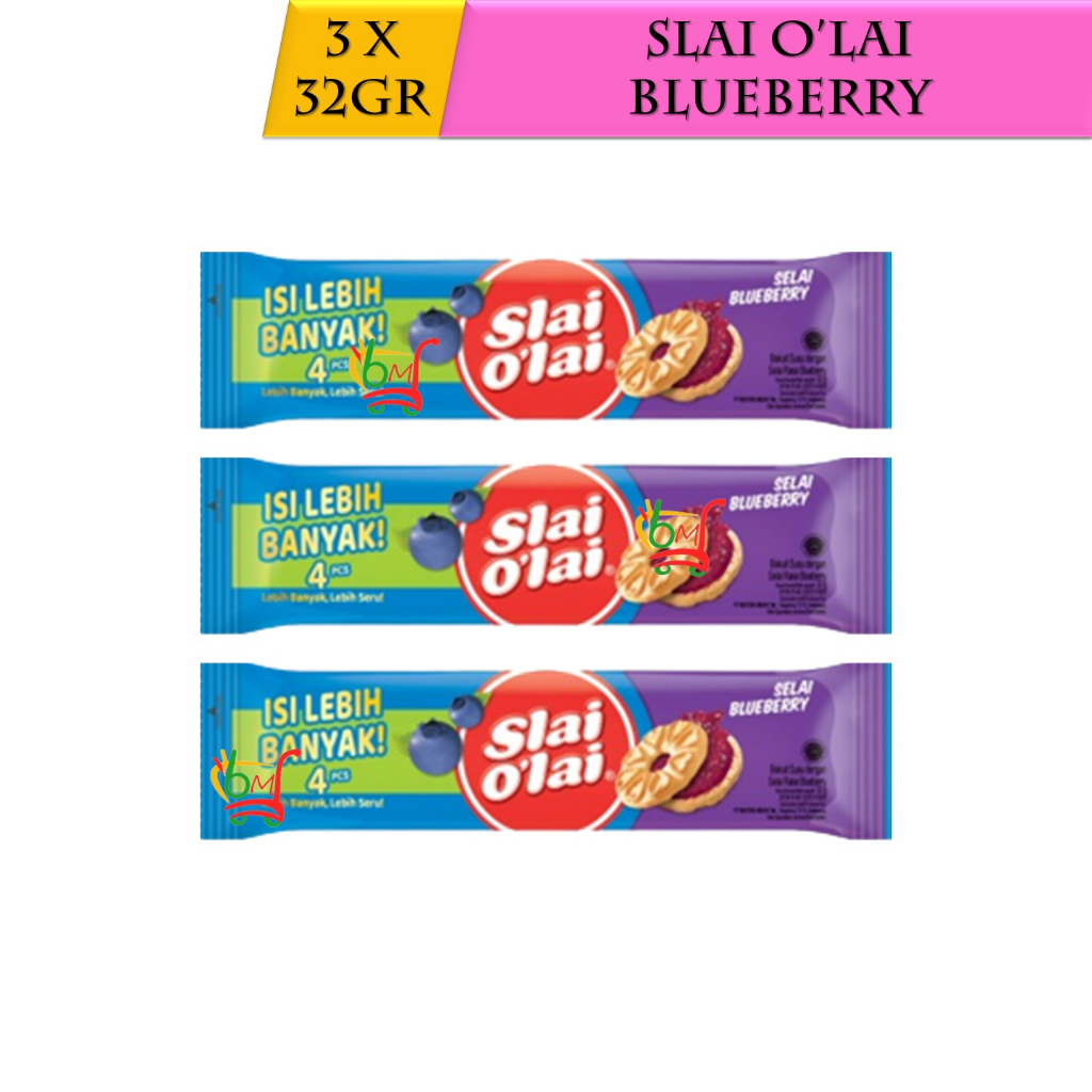 

3PCS Slai Olai Blueberry Biskuit Susu dengan Selai Bluberi