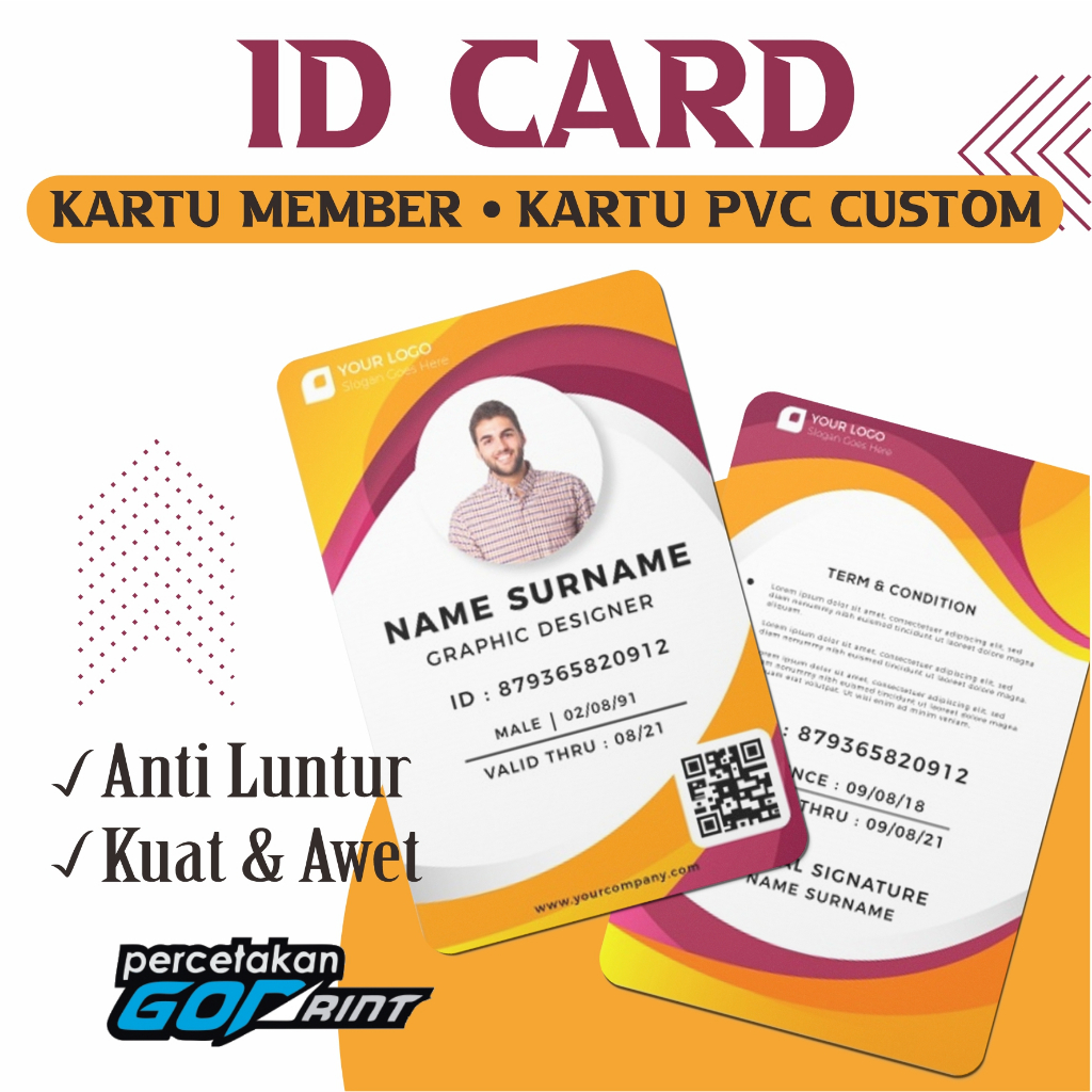

Kartu PVC custom id card, kartu member pvc kuat name tag