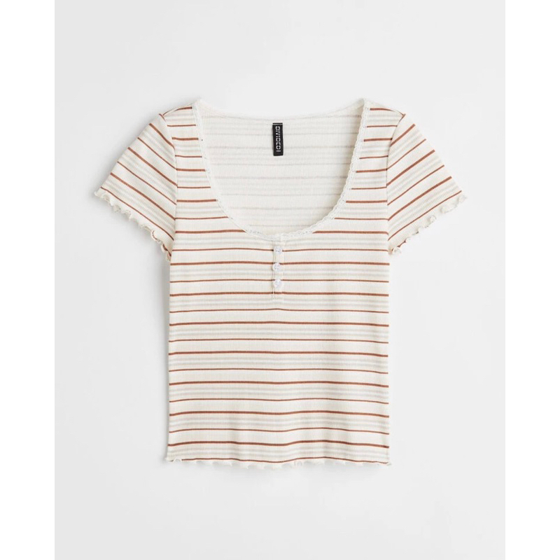 H&M Lace-Trimmed Ribbed Top ORIGINAL