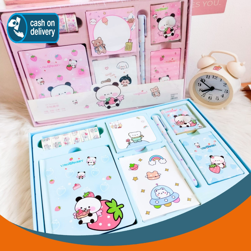 

Paket jurnal 7 in 1 Panda Free Box (solatip, buku mini, kertas bintang, sticky notes, sticker sheet, pulpen)