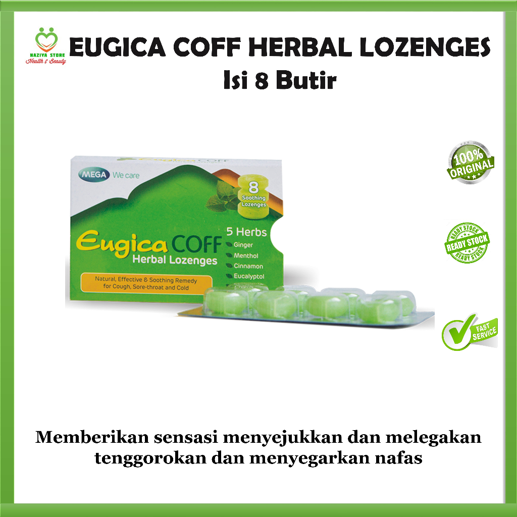 

EUGICA COFF HERBAL LOZENGES Isi 8 Butir Permen Melegakan Tenggorokan (BOX)