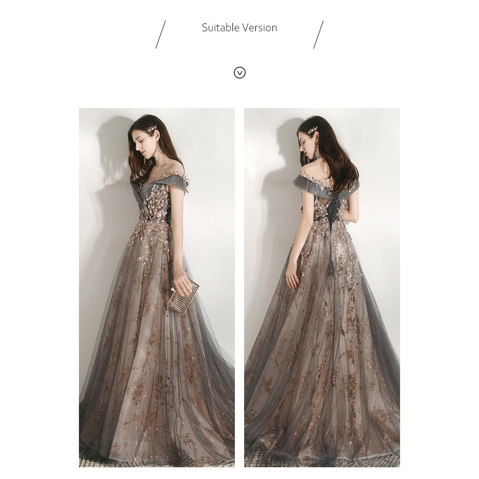 Real Pic Bisa custom XS-3XL Gaun mewah impor gaun pesta gaun maxi gaun gold