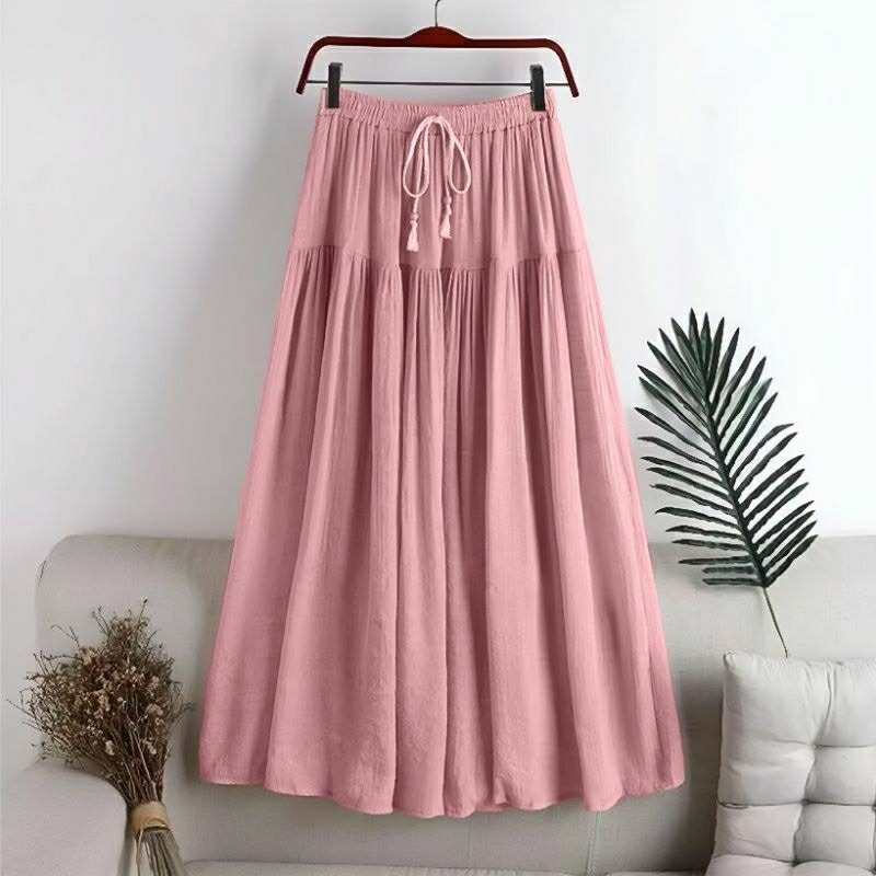 Skirt Linen Wanita Jumbo | Rok Wanita  Murah | Skirt Korea | Skirt Linen Polos fit Karet