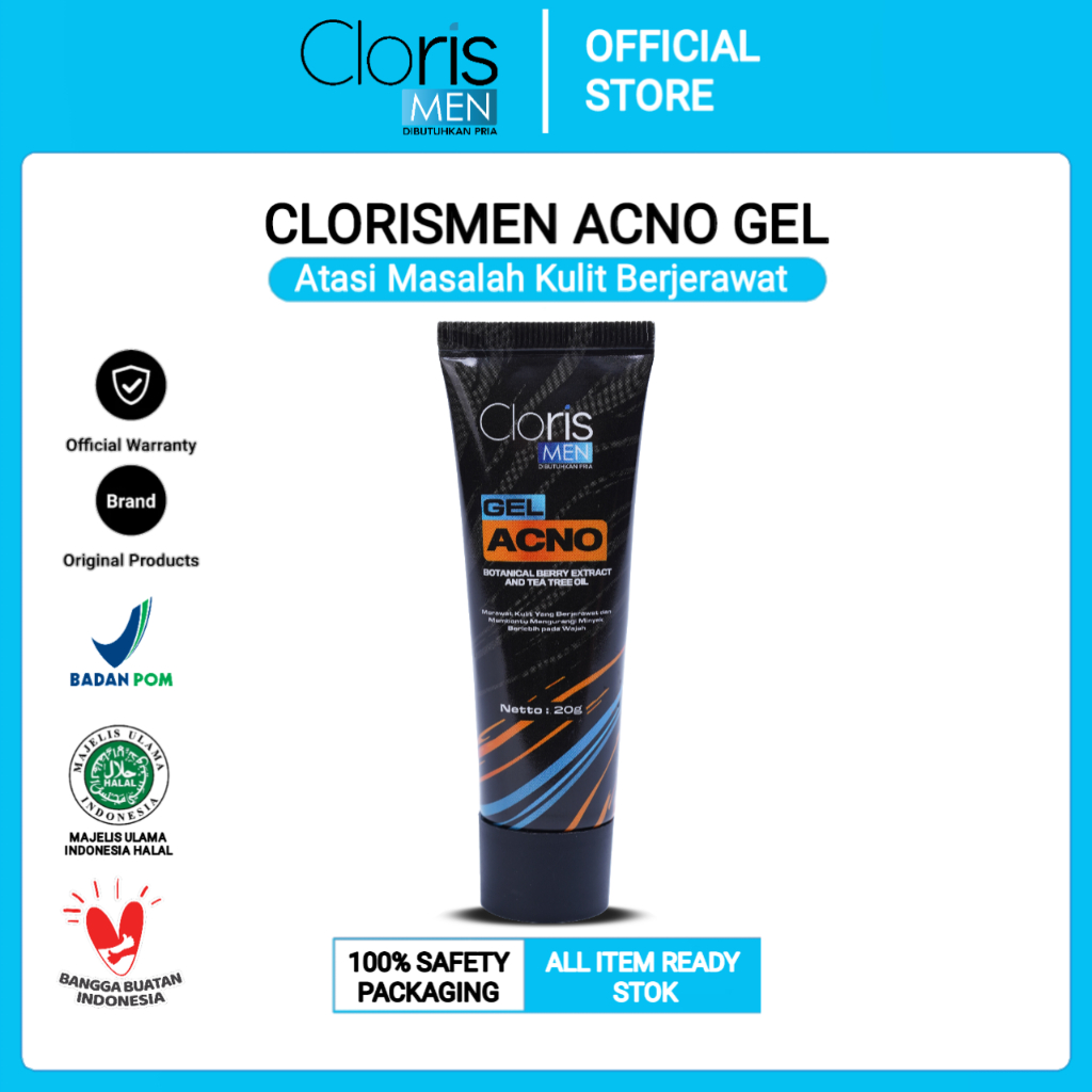 Clorismen ACNO GEL EXTERMINATE Krim Obat Penghilang Jerawat Bruntusan Komedo Wajah Hidung Pria BPOM 